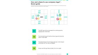 How And Where To Use Company Logo Brand Guide One Pager Sample Example Document