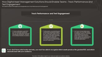 How Digital Asset Management Solutions Should Enable Teams Track Performance And Test Engagement Template PDF