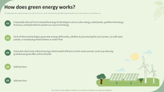 How Does Green Energy Works Sustainable Energy Resources Ppt Icon Ideas PDF