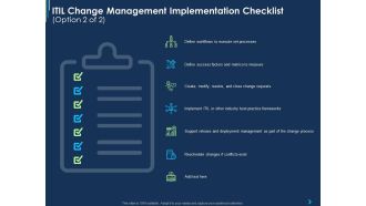 ITIL Change Management Implementation Checklist Measure Ppt Show Aids PDF
