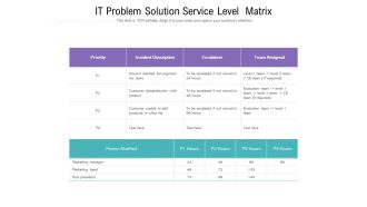 IT Problem Solution Service Level Matrix Ppt PowerPoint Presentation File Slide Download PDF
