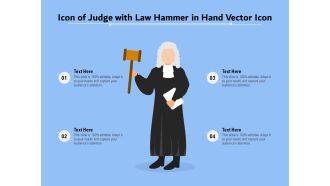 Icon Of Judge With Law Hammer In Hand Vector Icon Ppt PowerPoint Presentation Gallery Guidelines PDF