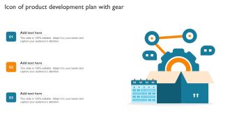 Icon Of Product Development Plan With Gear Summary PDF