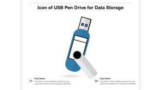 Icon Of USB Pen Drive For Data Storage Ppt PowerPoint Presentation Model Example Topics PDF