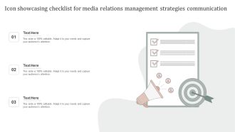 Icon Showcasing Checklist For Media Relations Management Strategies Communication Themes PDF