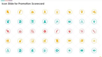 Icon Slide For Promotion Scorecard Ppt Ideas Grid PDF