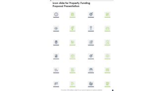 Icon Slide For Property Funding Proposal Presentation One Pager Sample Example Document