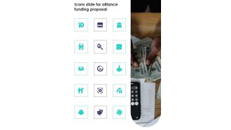 Icons Slide For Alliance Funding Proposal One Pager Sample Example Document