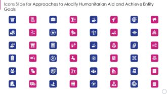 Icons Slide For Approaches To Modify Humanitarian Aid And Achieve Entity Goals Information PDF