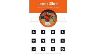 Icons Slide For Baseball Event Fundraising Proposal One Pager Sample Example Document