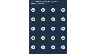 Icons Slide For Building Management Services Proposal One Pager Sample Example Document
