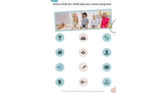 Icons Slide For Child Daycare Center Proposal One Pager Sample Example Document