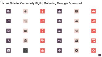 Icons Slide For Community Digital Marketing Manager Scorecard Rules PDF