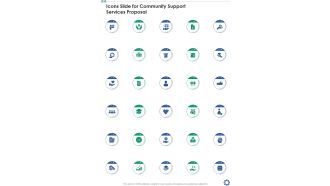 Icons Slide For Community Support Services Proposal One Pager Sample Example Document