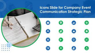 Icons Slide For Company Event Communication Strategic Plan Download PDF