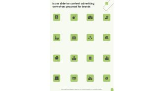 Icons Slide For Content Advertising Consultant Proposal For Brands One Pager Sample Example Document
