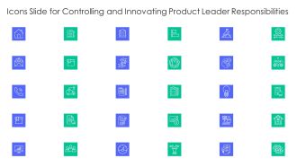 Icons Slide For Controlling And Innovating Product Leader Responsibilities Elements PDF Sample PDF