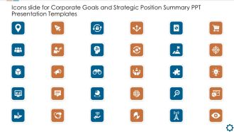 Icons Slide For Corporate Goals And Strategic Position Summary Ppt Presentation Templates Ppt Icon Portfolio PDF