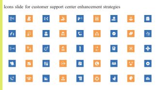 Icons Slide For Customer Support Center Enhancement Strategies Ideas PDF