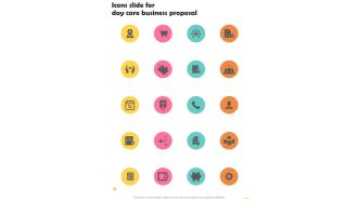 Icons Slide For Day Care Business Proposal One Pager Sample Example Document