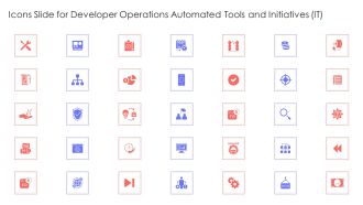 Icons Slide For Developer Operations Automated Tools And Initiatives IT Themes PDF