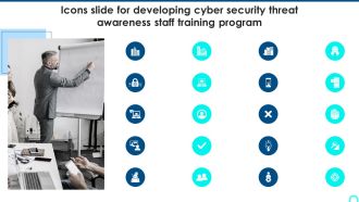 Icons Slide For Developing Cyber Security Threat Awareness Staff Training Program Information PDF
