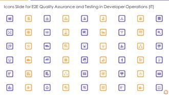Icons Slide For E2E Quality Assurance And Testing In Developer Operations IT Introduction PDF Template PDF