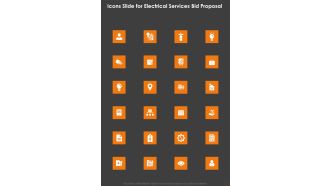 Icons Slide For Electrical Services Bid Proposal One Pager Sample Example Document
