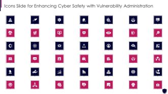 Icons Slide For Enhancing Cyber Safety With Vulnerability Administration Template PDF