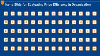 Icons Slide For Evaluating Price Efficiency In Organization Topics PDF