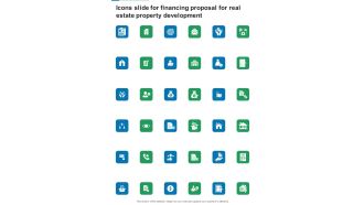 Icons Slide For Financing Proposal For Real Estate Property Development One Pager Sample Example Document