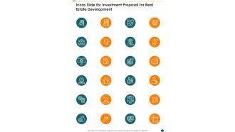 Icons Slide For Investment Proposal For Real Estate Development One Pager Sample Example Document