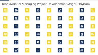 Icons Slide For Managing Project Development Stages Playbook Introduction PDF