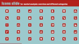 Icons Slide For Market Analysis Overview And Different Categories Elements PDF
