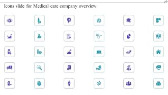 Icons Slide For Medical Care Company Overview Background PDF