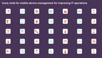Icons Slide For Mobile Device Management For Improving IT Operations Themes PDF
