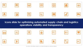 Icons Slide For Optimizing Automated Supply Chain And Logistics Operations Visibility And Transparency Slides PDF