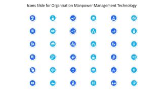 Icons Slide For Organization Manpower Management Technology Inspiration PDF