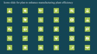 Icons Slide For Plan To Enhance Manufacturing Plant Efficiency Brochure PDF