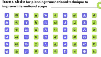 Icons Slide For Planning Transnational Technique To Improve International Scope Topics PDF