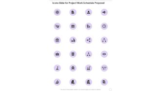 Icons Slide For Project Work Schedule Proposal One Pager Sample Example Document