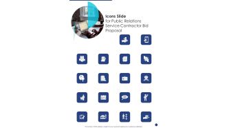 Icons Slide For Public Relations Service Contractor Bid Proposal One Pager Sample Example Document
