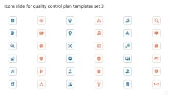 Icons Slide For Quality Control Plan Templates Set 3 Summary PDF