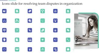 Icons Slide For Resolving Team Disputes In Organization Topics PDF