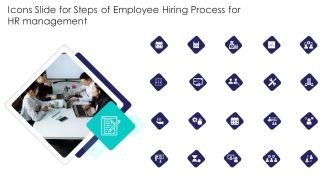Icons Slide For Steps Of Employee Hiring Process For HR Management Topics PDF