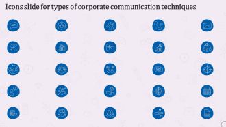 Icons Slide For Types Of Corporate Communication Techniques Topics PDF
