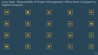 Icons Slide Responsibility Of Project Management Office Team To Support A Digital Company Guidelines PDF