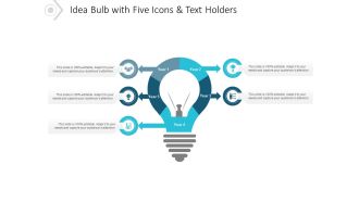 Idea Bulb With Five Icons And Text Holders Ppt PowerPoint Presentation Ideas Gallery