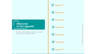 Immovable Property CRM Welcome To Our Agenda Ppt PowerPoint Presentation Styles Examples