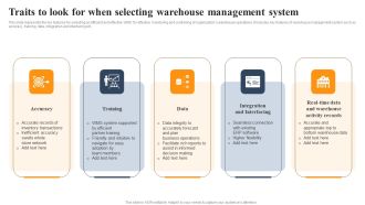 Implementing An Effective Ecommerce Management Framework Traits To Look For When Selecting Warehouse Management System Guidelines PDF